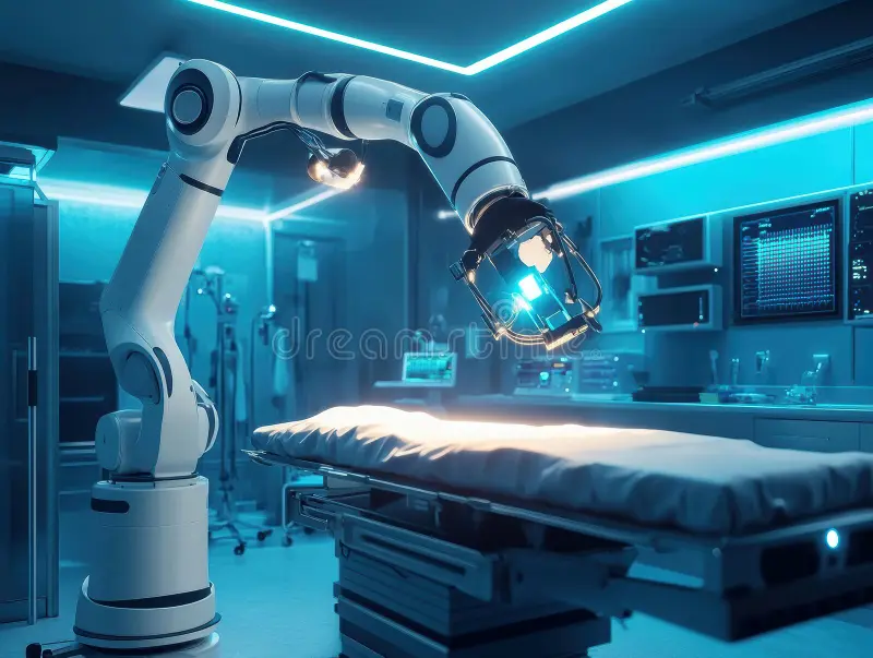 illustration sterile advanced medical operating room robotic surgical robot focus ai generated 350783708