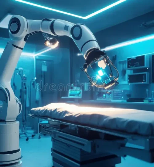 illustration sterile advanced medical operating room robotic surgical robot focus ai generated 350783708